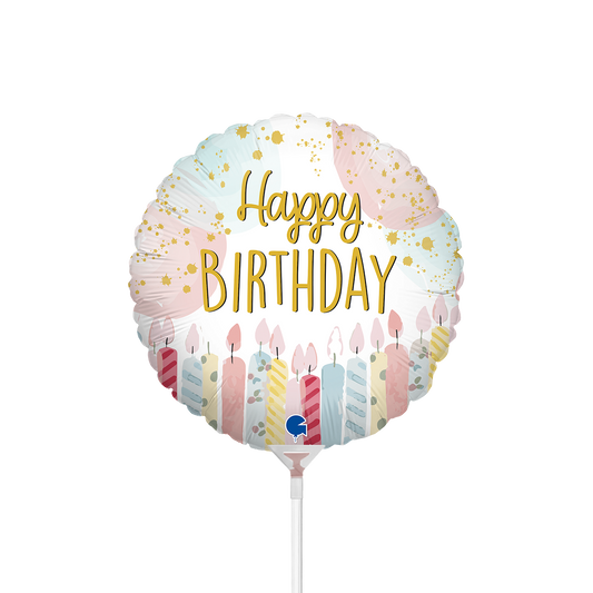 10 Miniballoons Airfilled - Happy Birthday Candle (Unverpackt)
