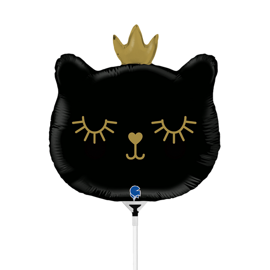 10 Miniballoons Airfilled - Cat Princess - Black (Unverpackt)