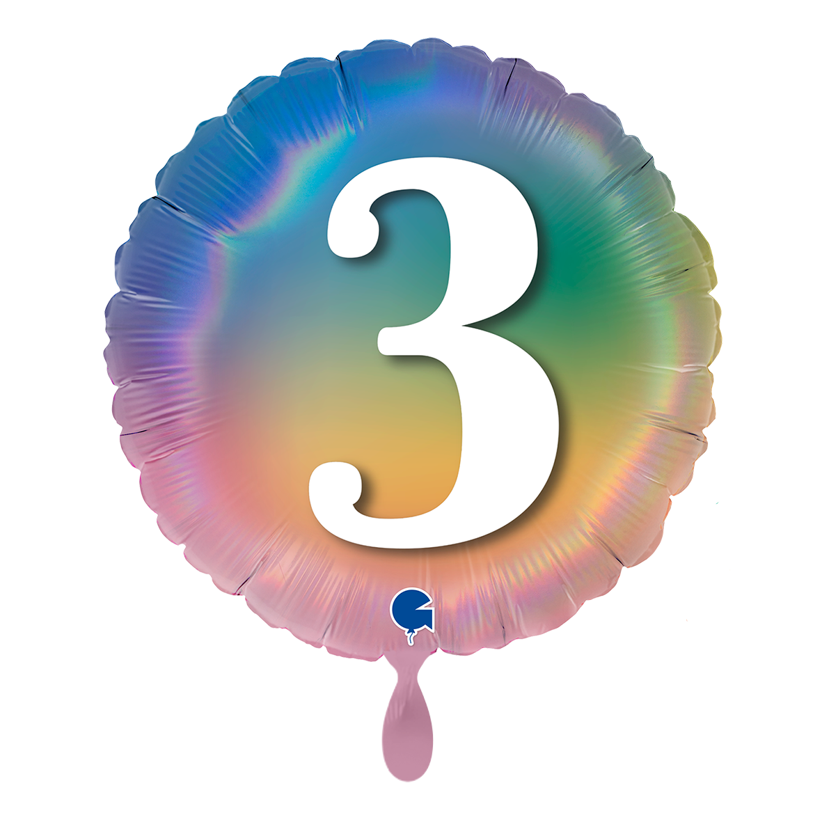1 Balloon - Happy 3 Colourful Rainbow