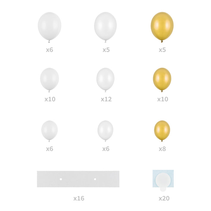 1 Ballonset - Herzbogen - White & Gold