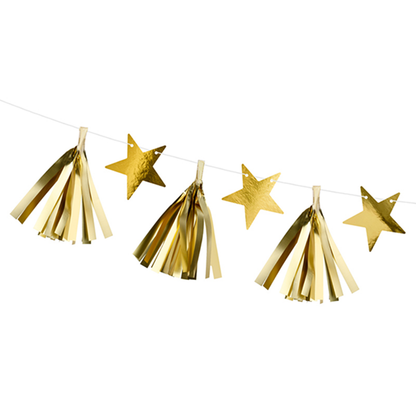 1 Tasselgirlande - 1,3m - Golden Stars