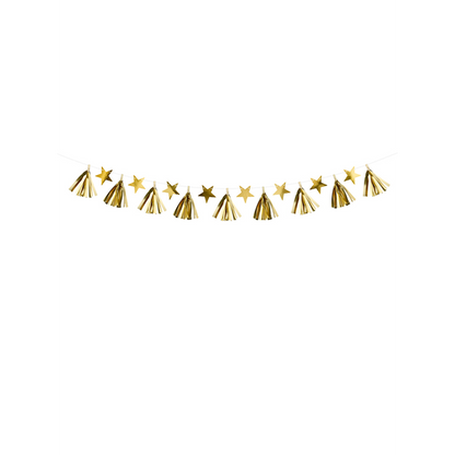 1 Tasselgirlande - 1,3m - Golden Stars