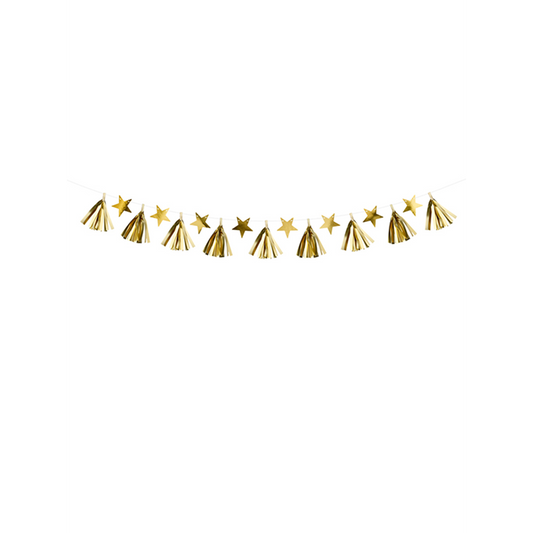 1 Tasselgirlande - 1,3m - Golden Stars