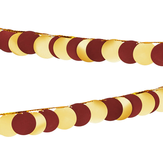 1 Girlande - Kreise - Bordeaux/Gold