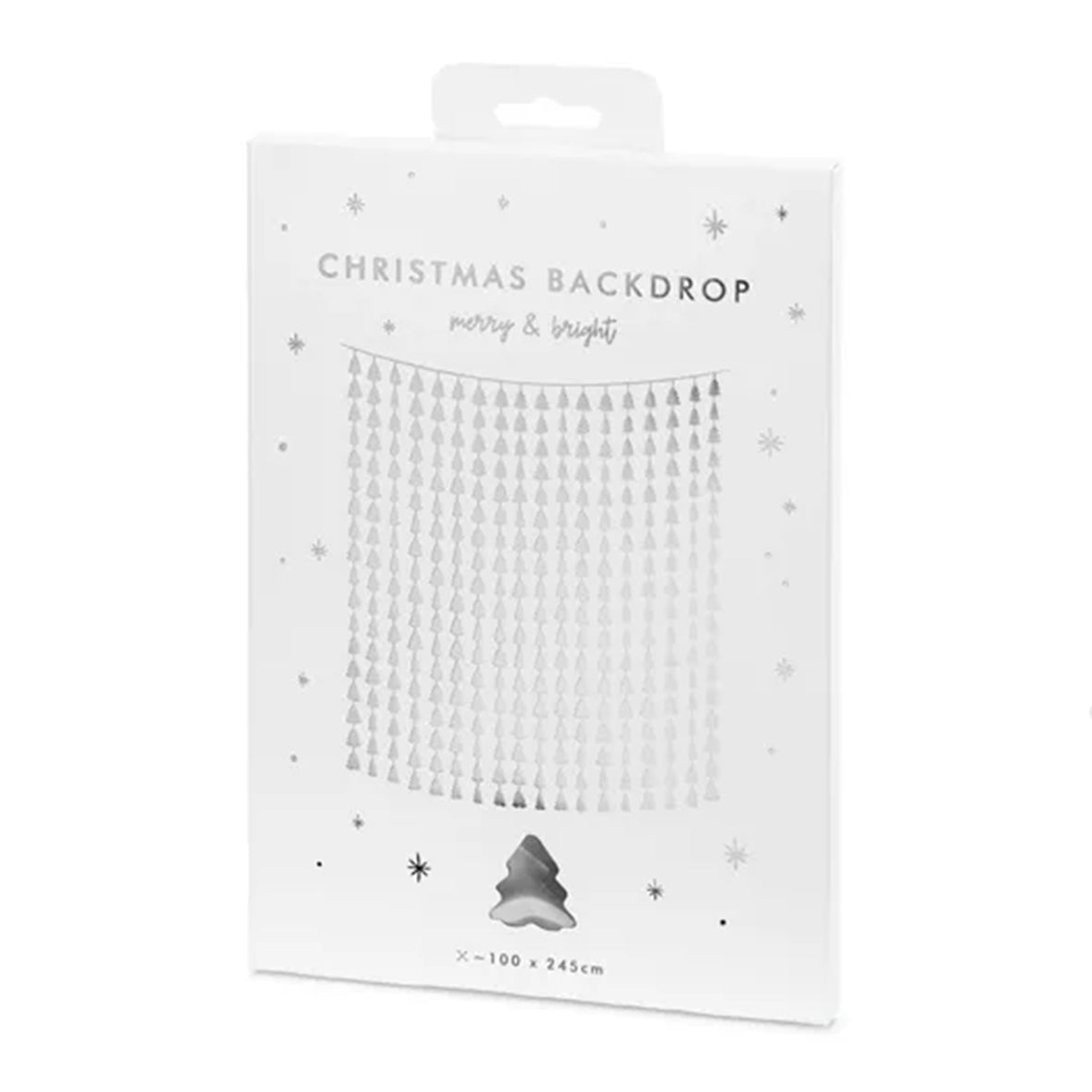 1 Glittervorhang - 2,5m - Silver Christmas Trees