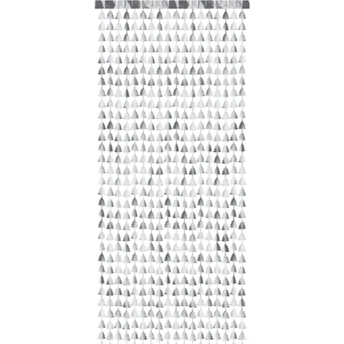 1 Glittervorhang - 2,5m - Silver Christmas Trees