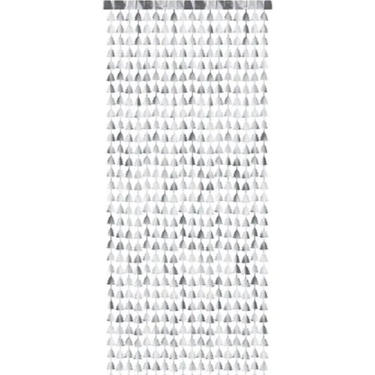 1 Glittervorhang - 2,5m - Silver Christmas Trees