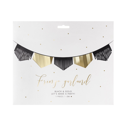 1 Glittergirlande - 3m - Gold & Schwarz
