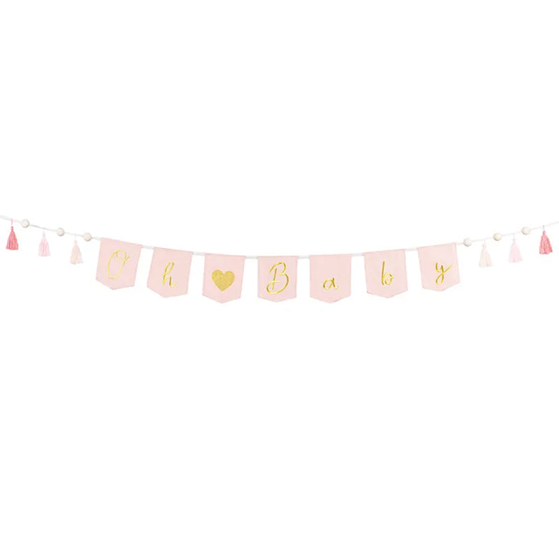 1 Bannergirlande - Oh Baby Rosa