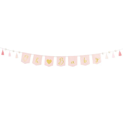 1 Bannergirlande - Oh Baby Rosa