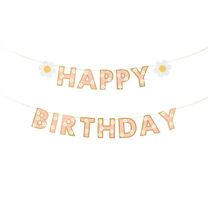 1 Bannergirlande - Happy Birthday Flowers