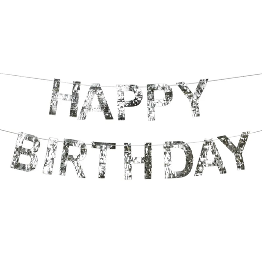 1 Bannergirlande - Happy Birthday - Silver