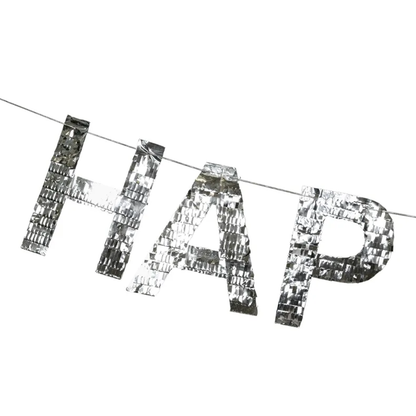 1 Bannergirlande - Happy Birthday - Silver