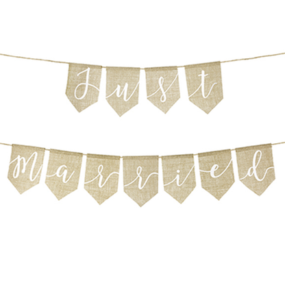 1 Bannergirlande aus Leinen - Just Married