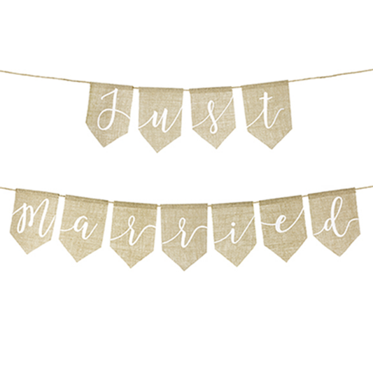 1 Bannergirlande aus Leinen - Just Married