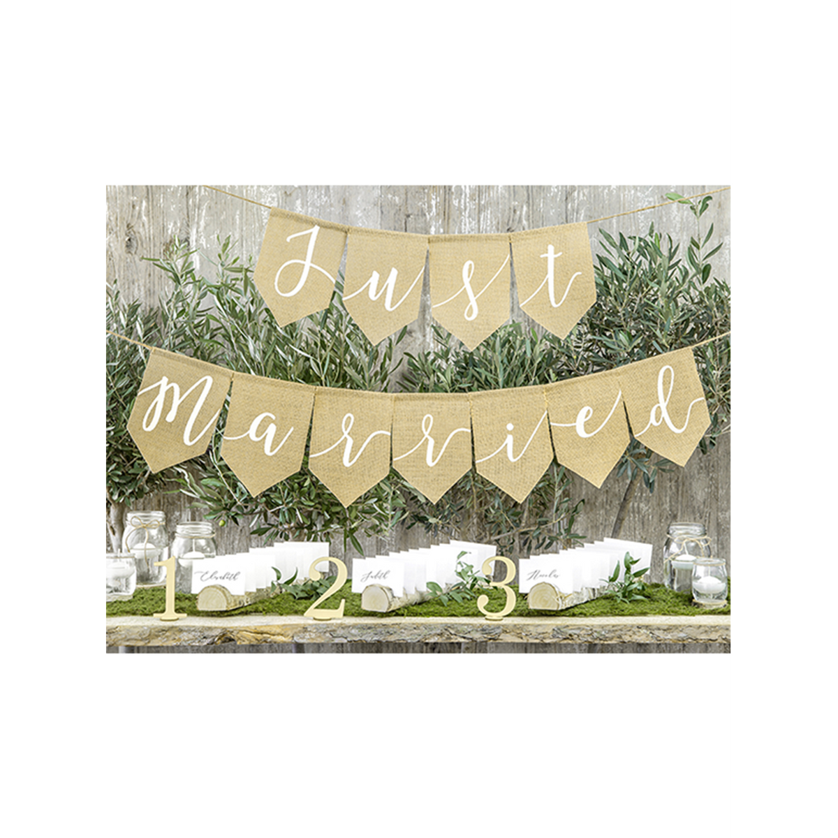 1 Bannergirlande aus Leinen - Just Married