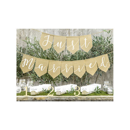 1 Bannergirlande aus Leinen - Just Married