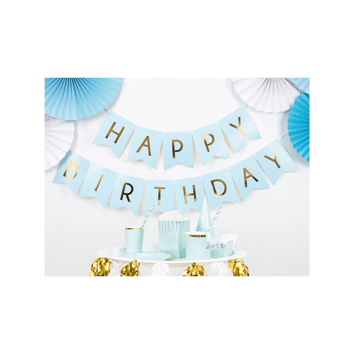 1 Bannergirlande - Happy Birthday - Hellblau