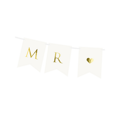1 Bannergirlande - Mr & Mrs - Weiß