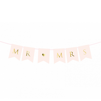 1 Bannergirlande - Mr & Mrs - Rosa