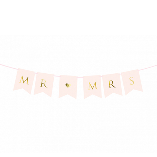1 Bannergirlande - Mr & Mrs - Rosa
