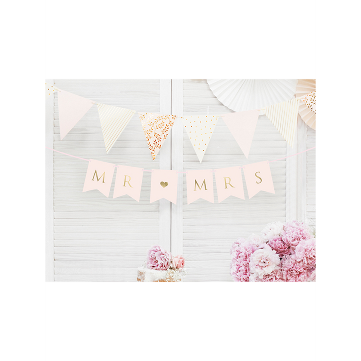 1 Bannergirlande - Mr & Mrs - Rosa