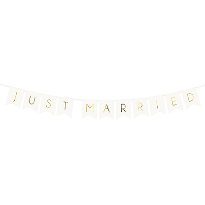 1 Bannergirlande - Just Married - Weiß