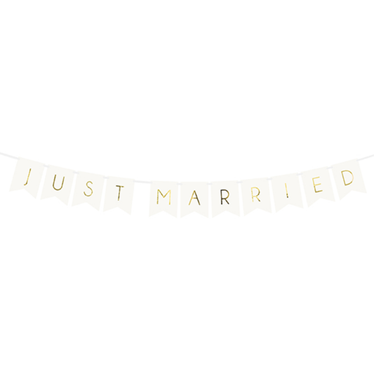 1 Bannergirlande - Just Married - Weiß