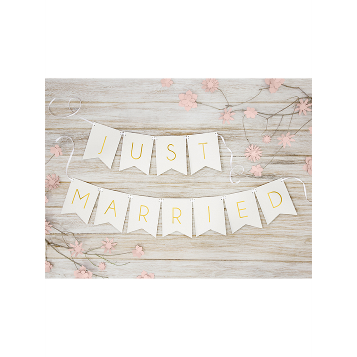 1 Bannergirlande - Just Married - Weiß