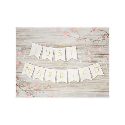1 Bannergirlande - Just Married - Weiß
