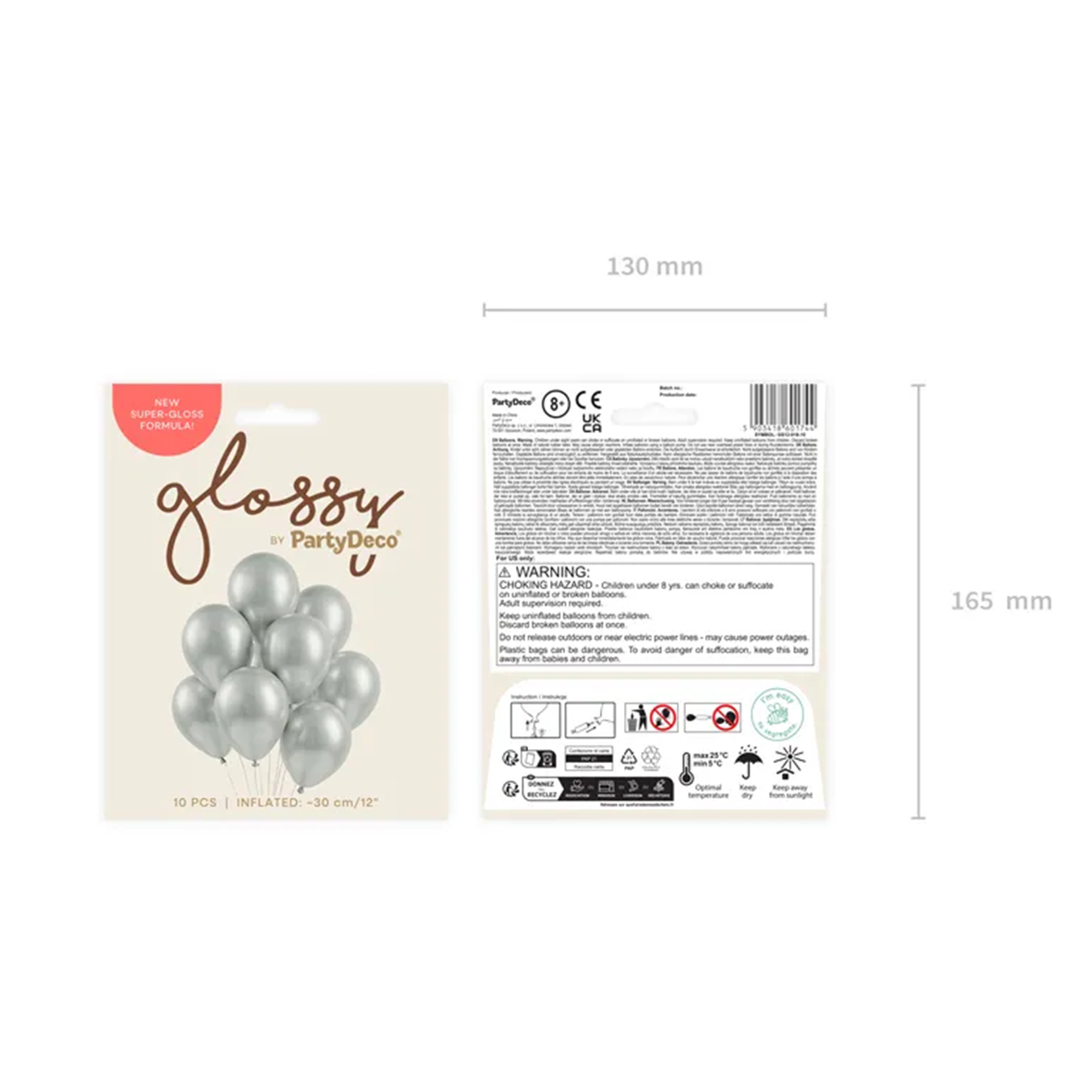 10 Luftballons   Ø 30cm - Glossy - Silber