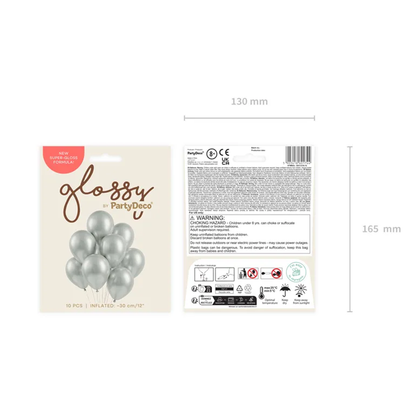 10 Luftballons   Ø 30cm - Glossy - Silber