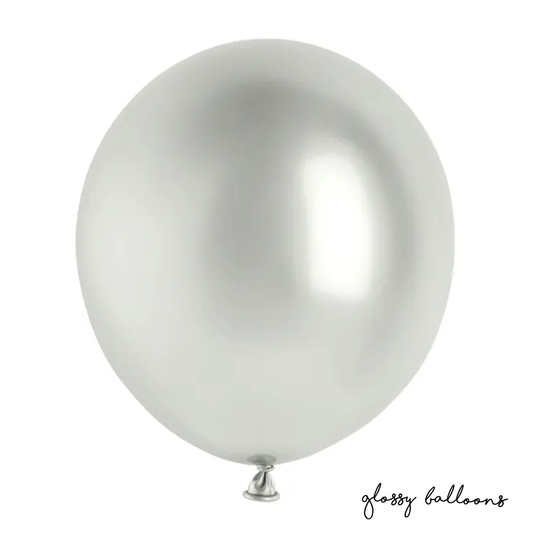 5 Luftballons - Ø 46cm - Glossy - Silber