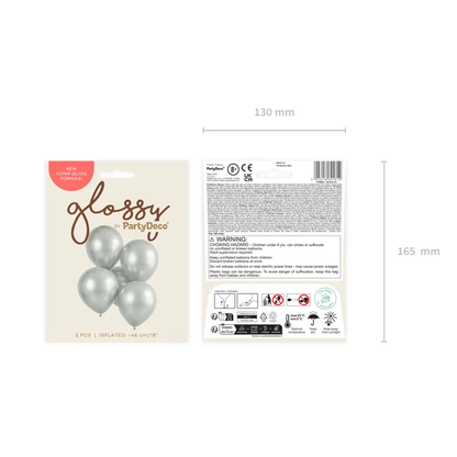 5 Luftballons - Ø 46cm - Glossy - Silber