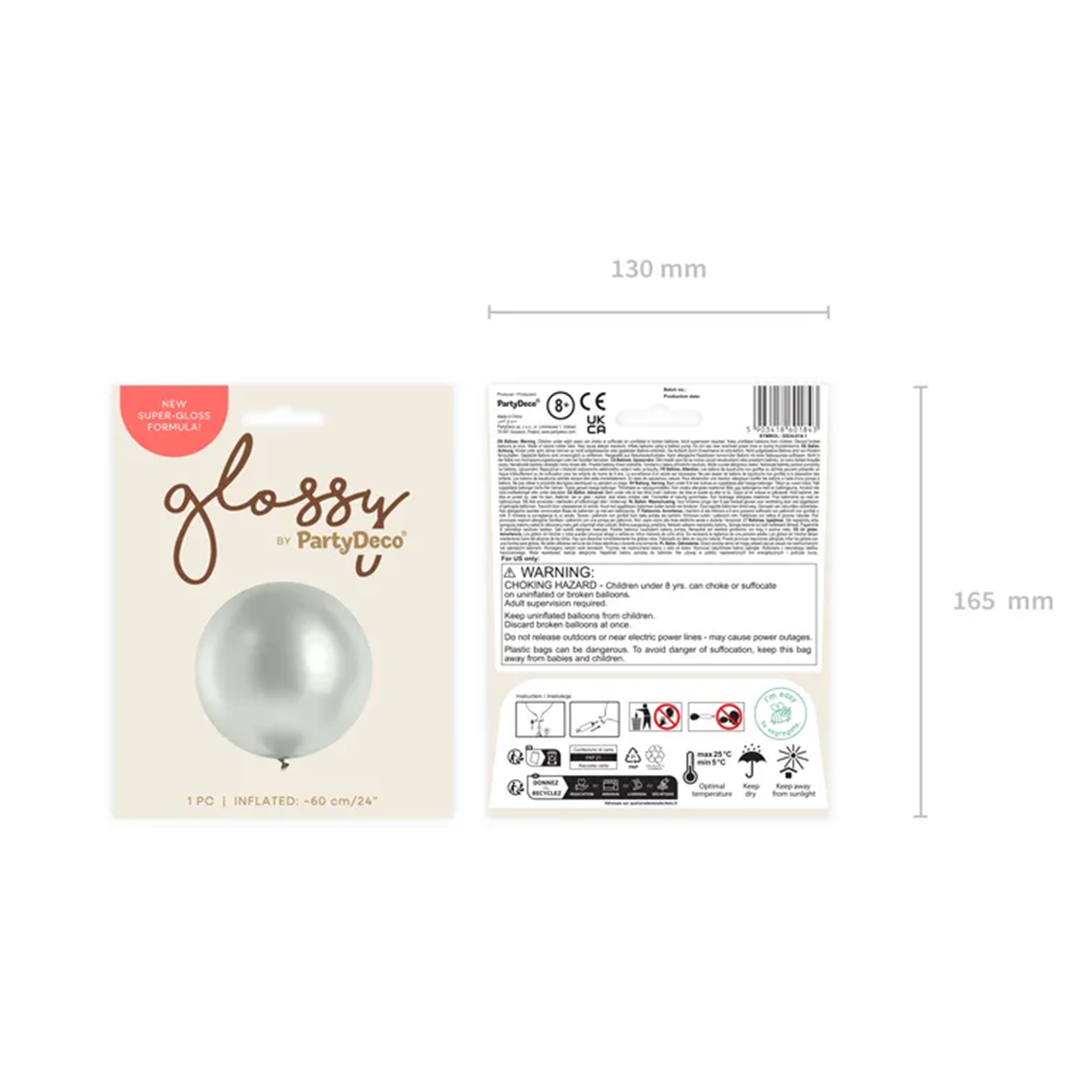 1 Riesenballon - Ø 60cm - Glossy - Silber