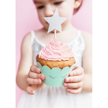 6 Cake Topper - Stars - Silber