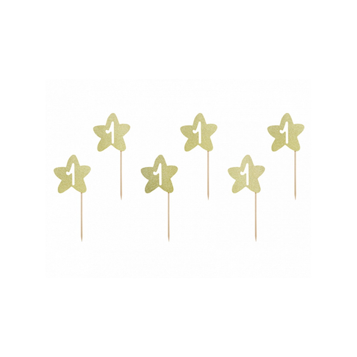 6 Cake Topper - 1st Birthday Stars