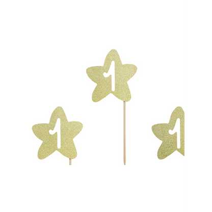 6 Cake Topper - 1st Birthday Stars