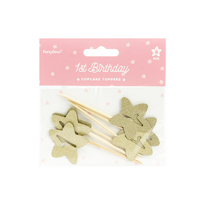 6 Cake Topper - 1st Birthday Stars