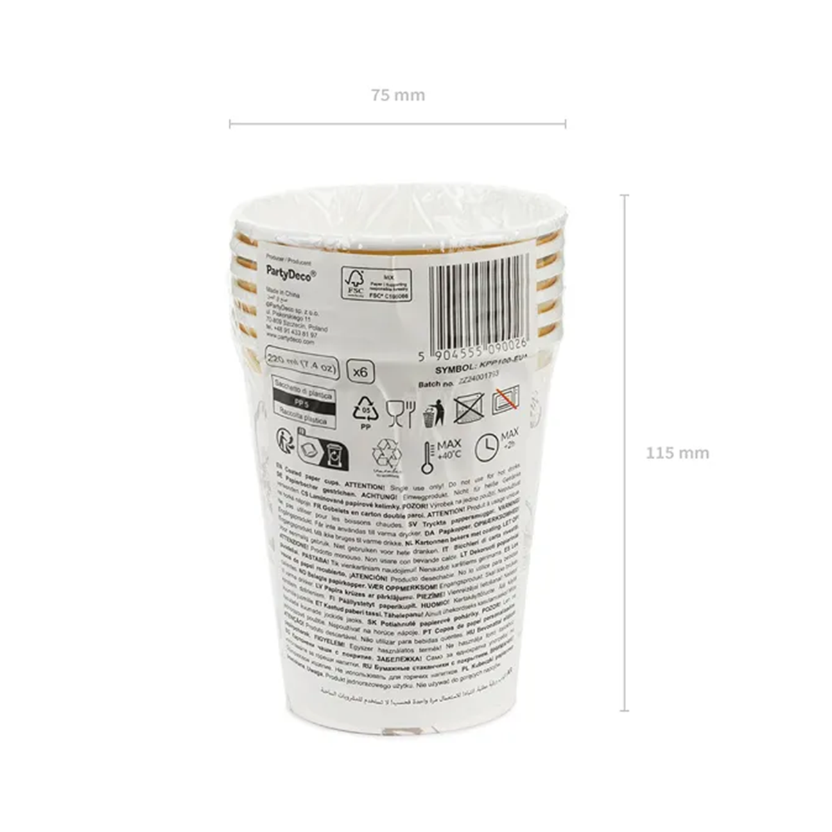 6 Pappbecher - 220ml - Blumen