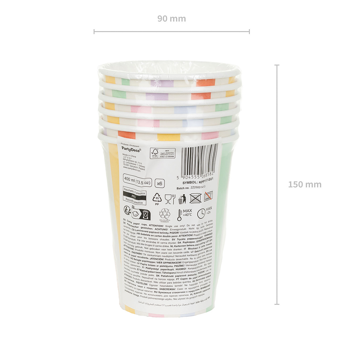 6 Pappbecher - Confetti