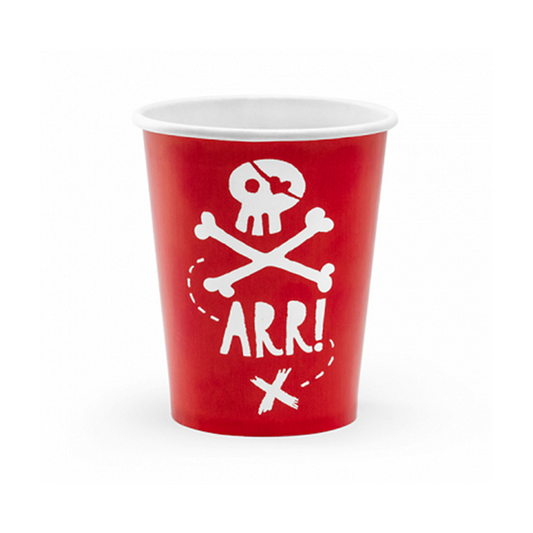 6 Pappbecher Trend - 220ml - Pirates Party
