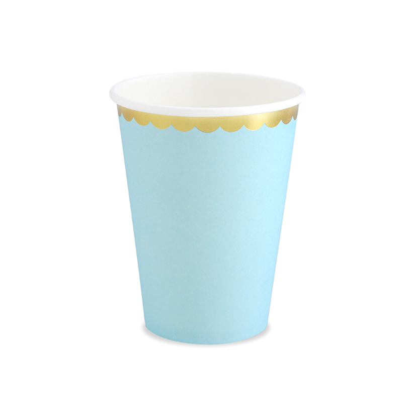 6 Pappbecher Trend - 220ml - Pastell Hellblau