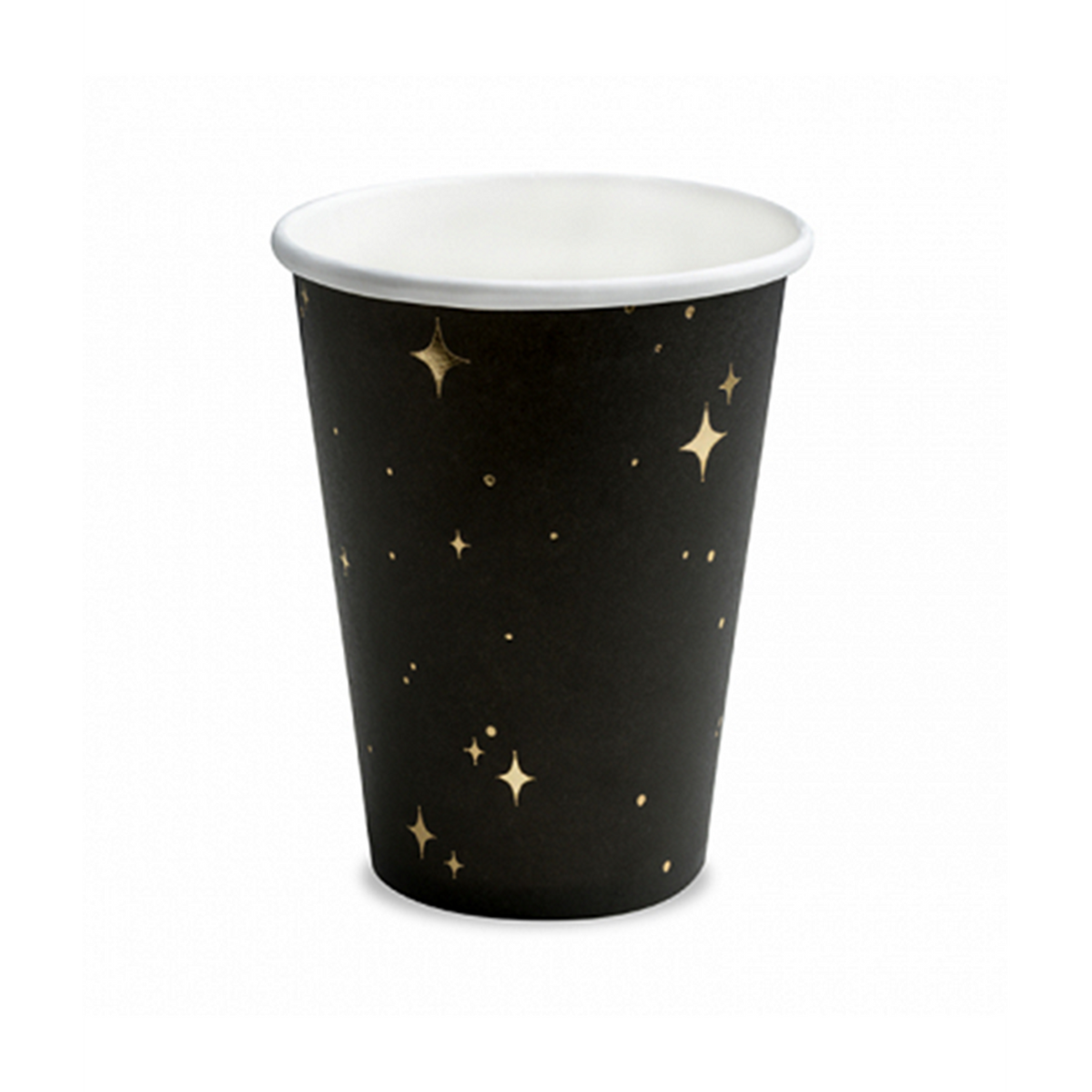 6 Pappbecher Trend - 260ml - Stars Black