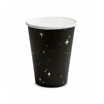 6 Pappbecher Trend - 260ml - Stars Black