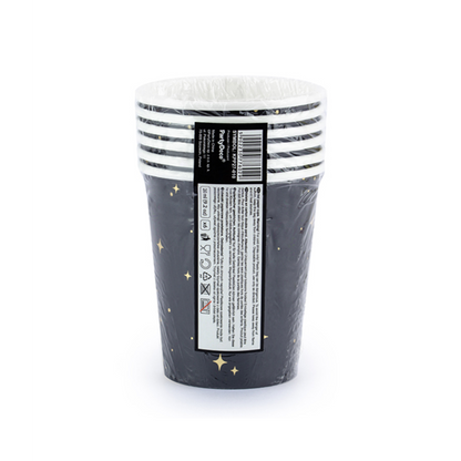 6 Pappbecher Trend - 260ml - Stars Black