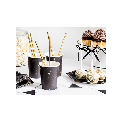 6 Pappbecher Trend - 260ml - Stars Black
