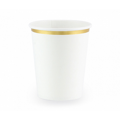 6 Pappbecher Trend - 260ml - Weiß & Gold