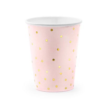 6 Pappbecher Trend - 260ml - Dots Rosa