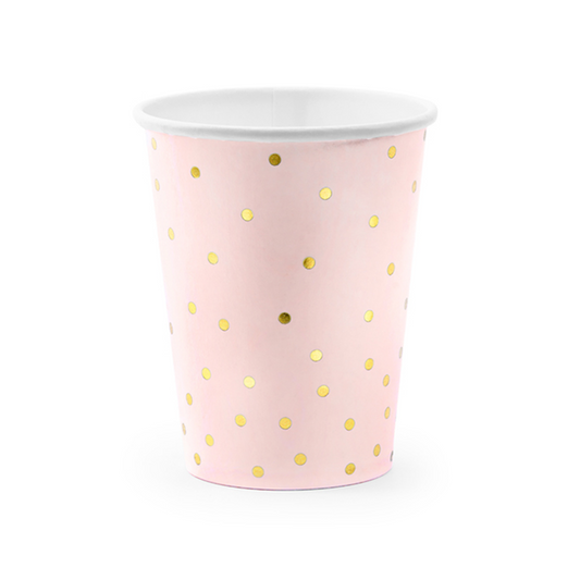 6 Pappbecher Trend - 260ml - Dots Rosa